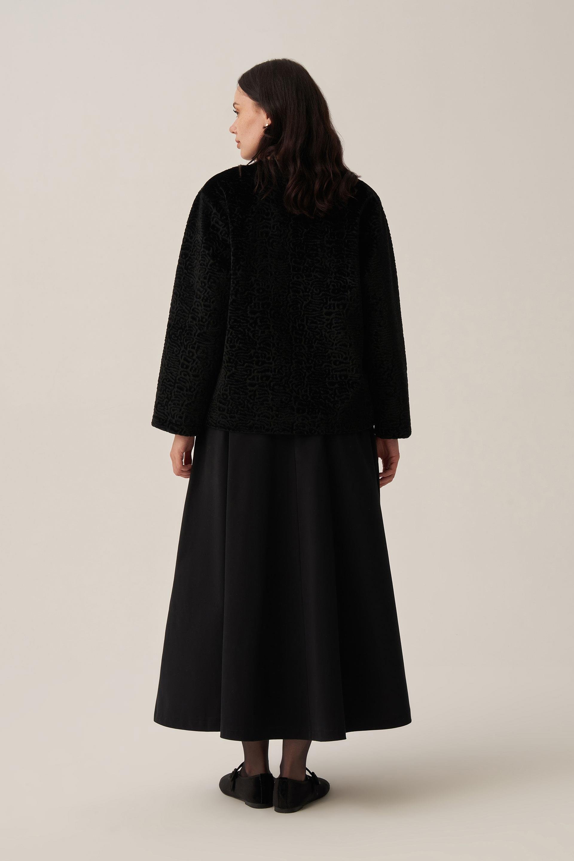 Siyah-Büyük Gold Düğmeli Kaşe Ceket