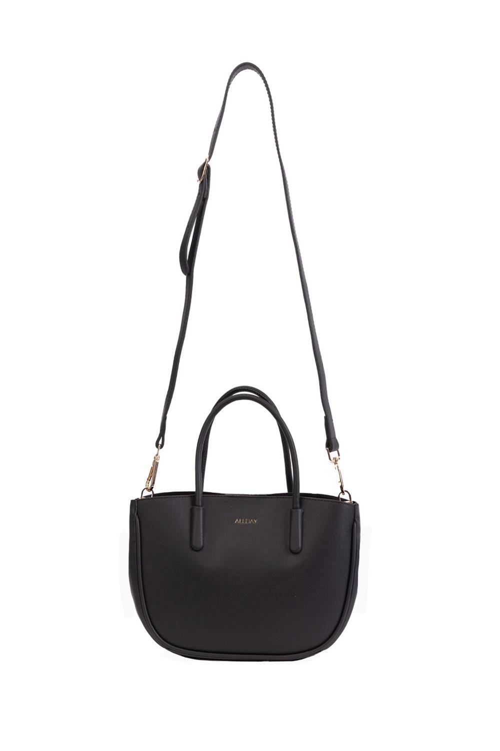 Siyah-Çıtçıtlı Suni Deri El Ve Omuz Çantası