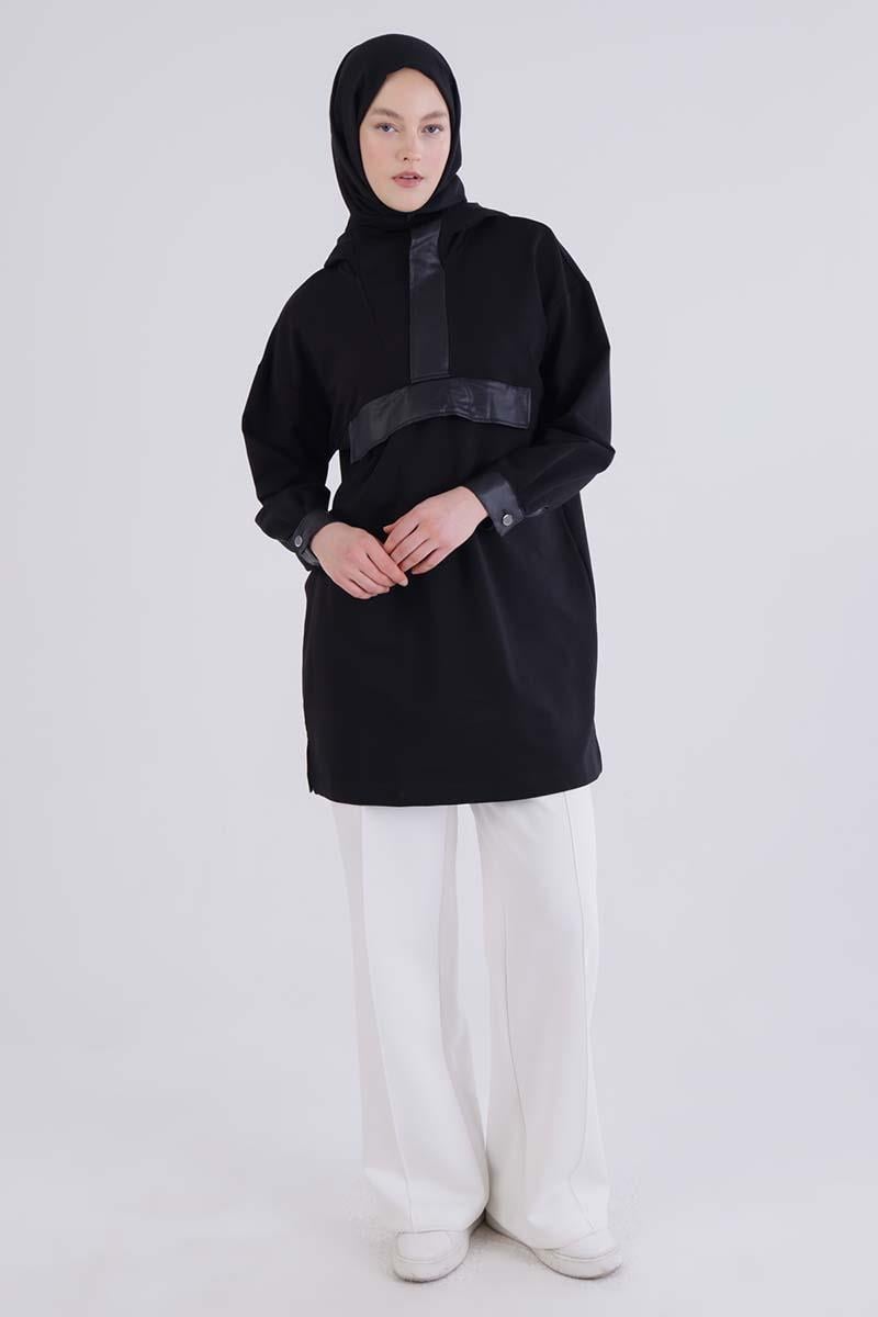 Leather Hooded Sweat Tunic