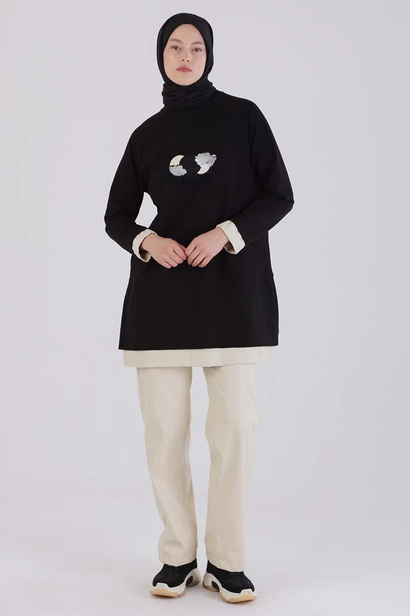 Leather Garnished Embroidered Tunic