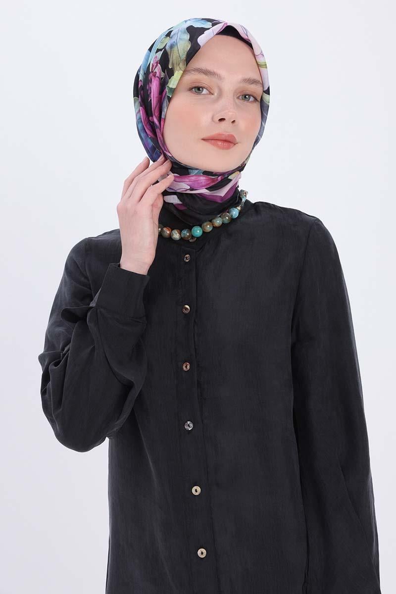 Dik Yakalı Kolu Pileli  Gömlek Tunik