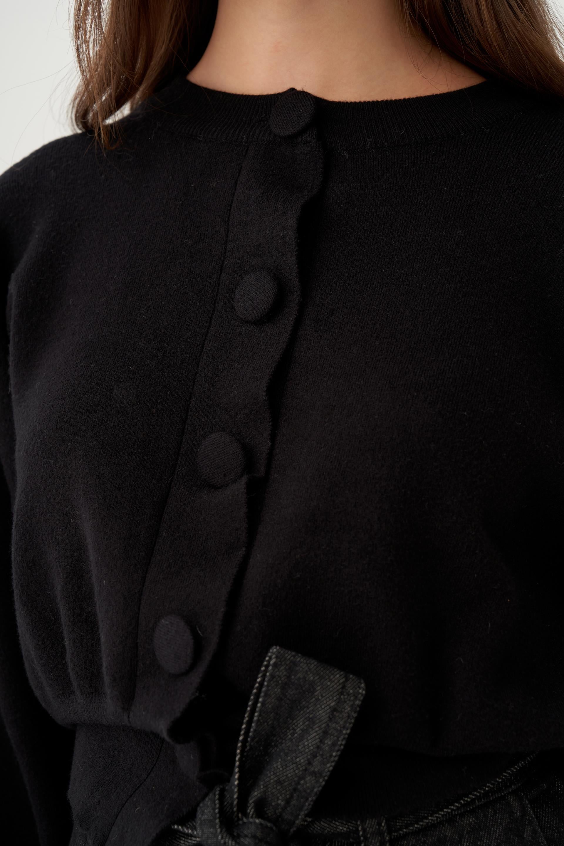 Siyah-Dügmeli Triko Hırka