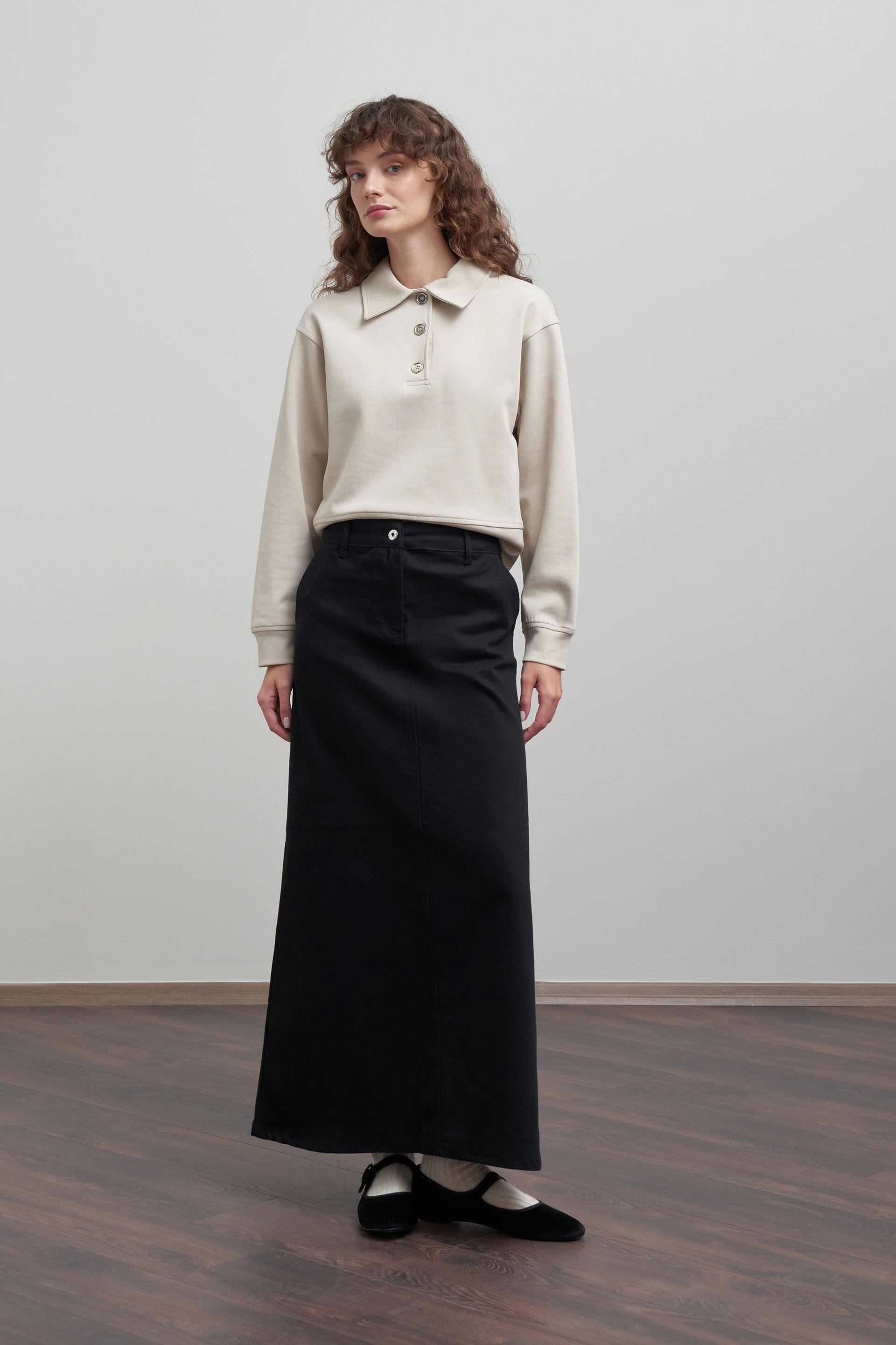 Siyah-Gabardin Çan Etek