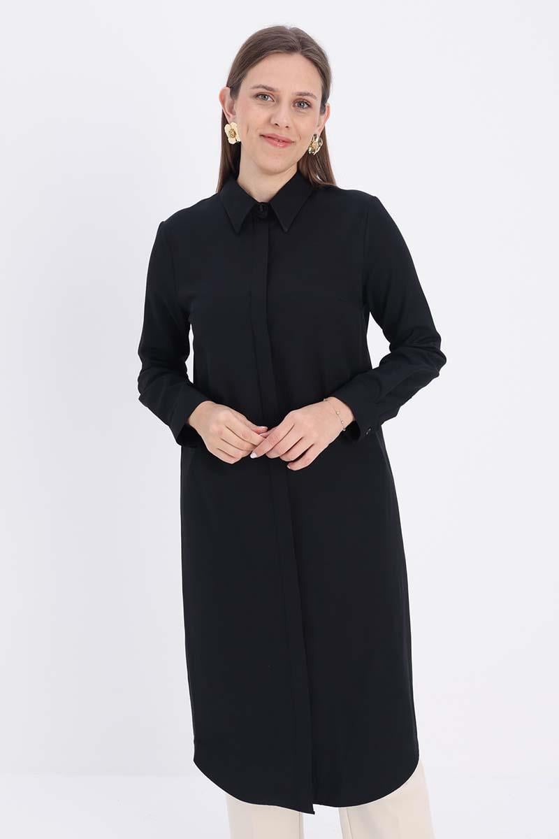 Hidden Button Long Shirt