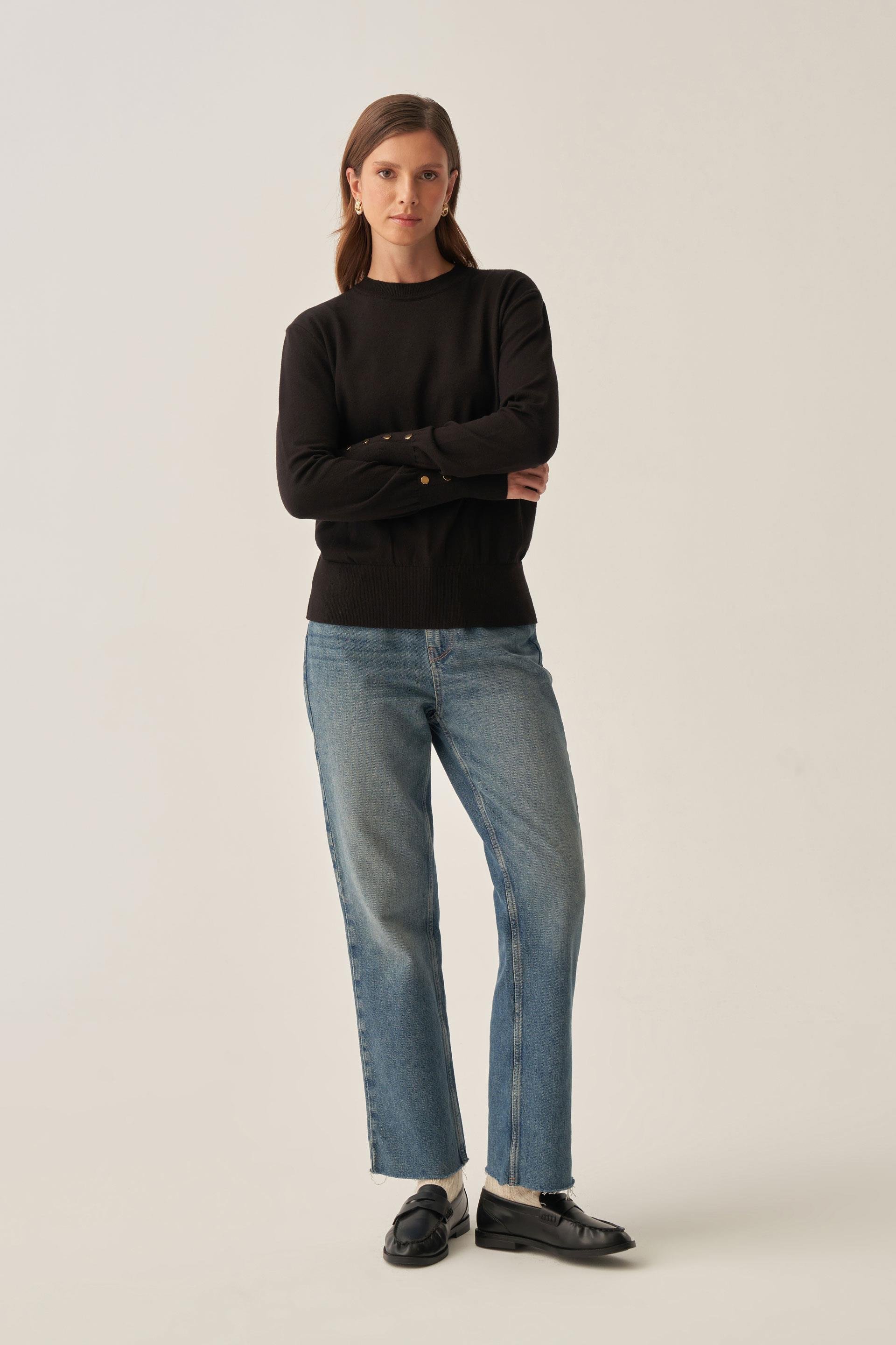 Siyah-Gold Dügmeli Kazak