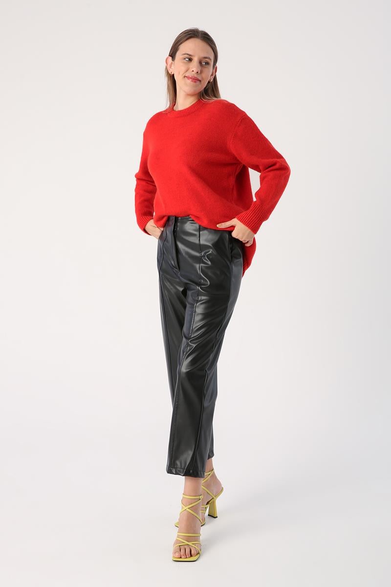 Grass Stitched Leather Trousers