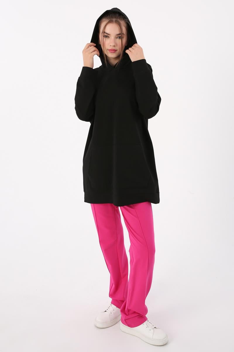 Kangaroo Pocket Hooded Sweatshirt Tunic