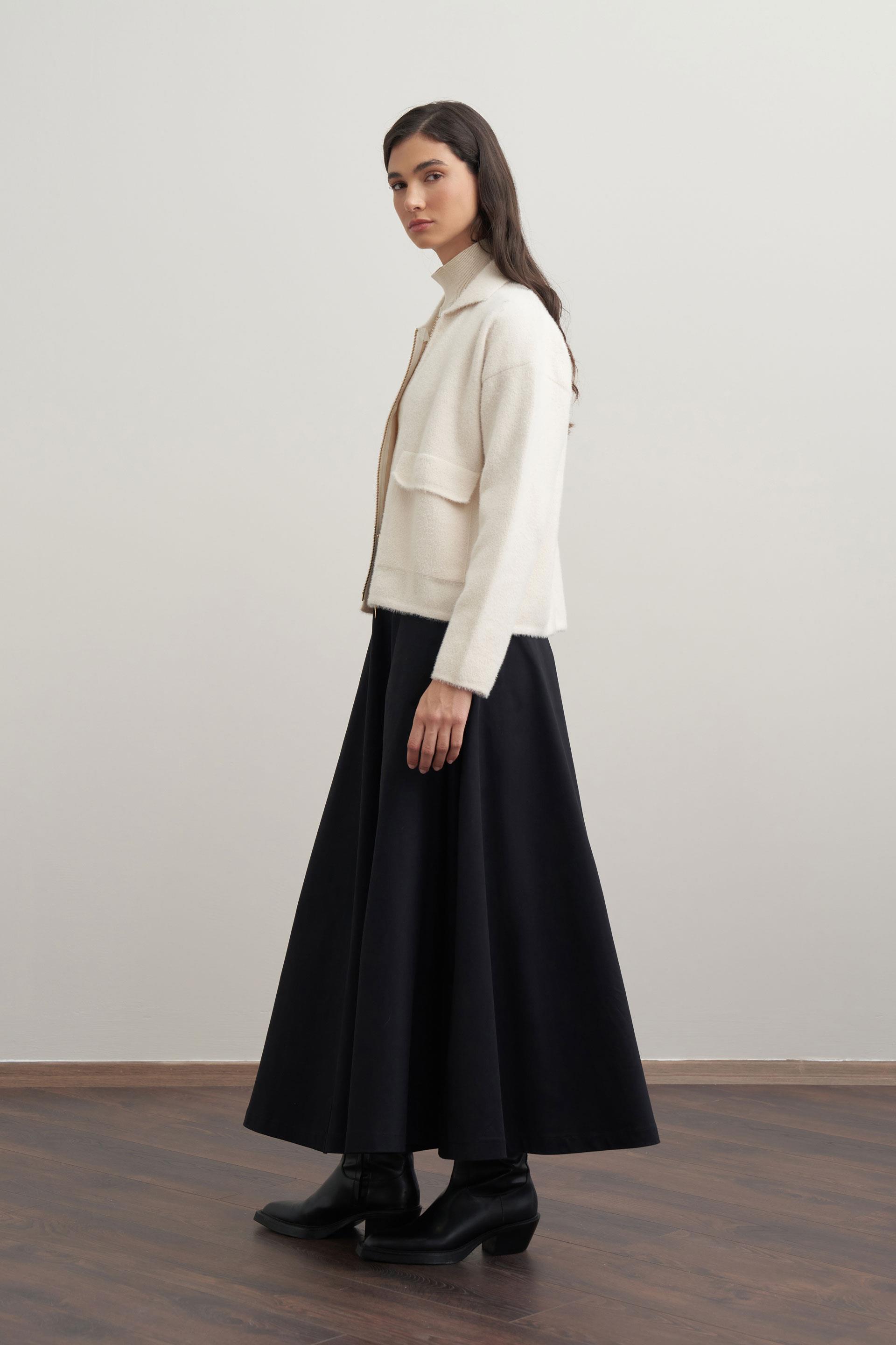 Siyah-Kloş Gabardin Etek