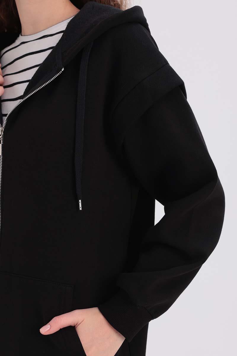 Kolu Patlı Kapüşonlu Pantolonlu Takım