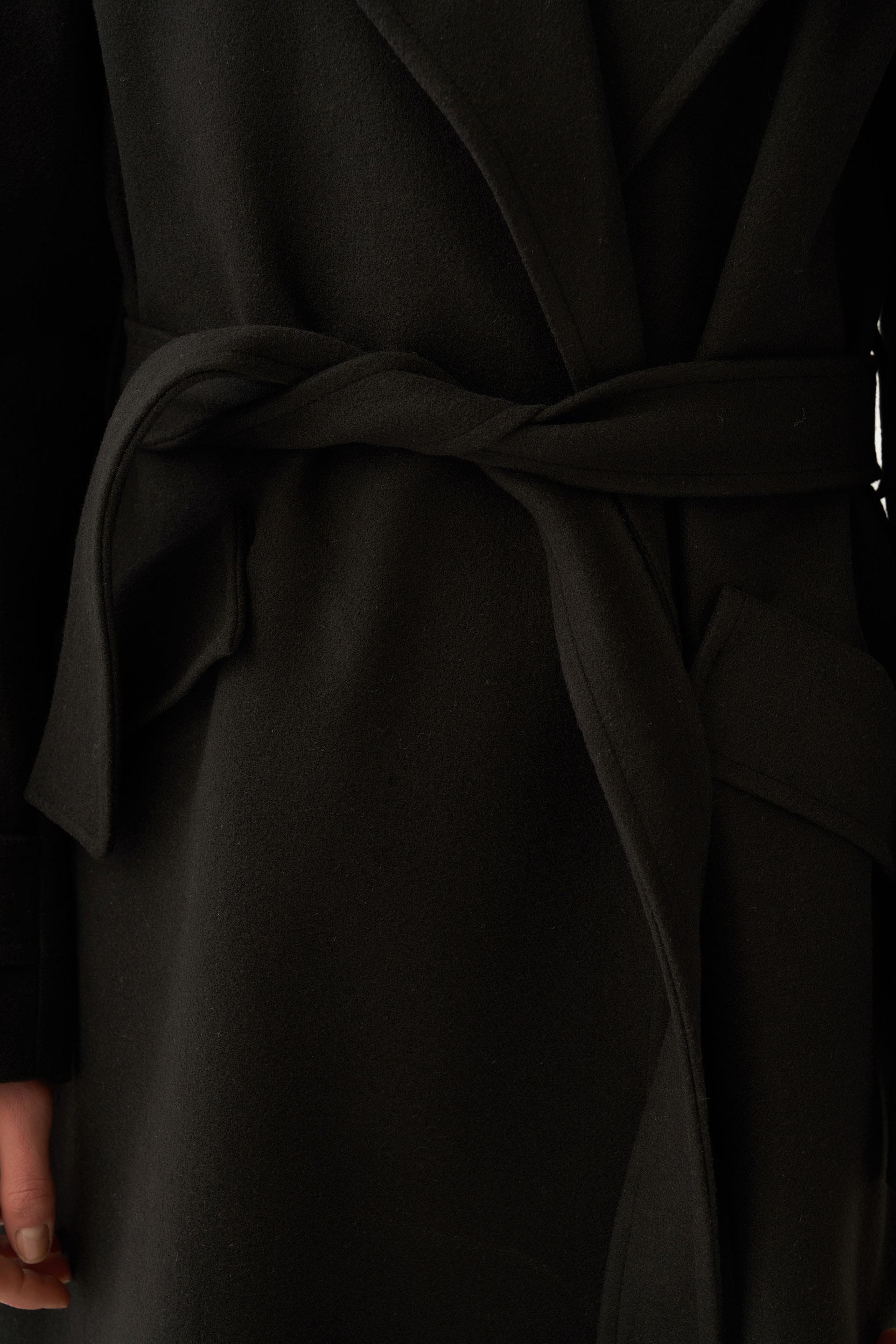 Siyah-Kruvaze Düğmeli Uzun Kaban