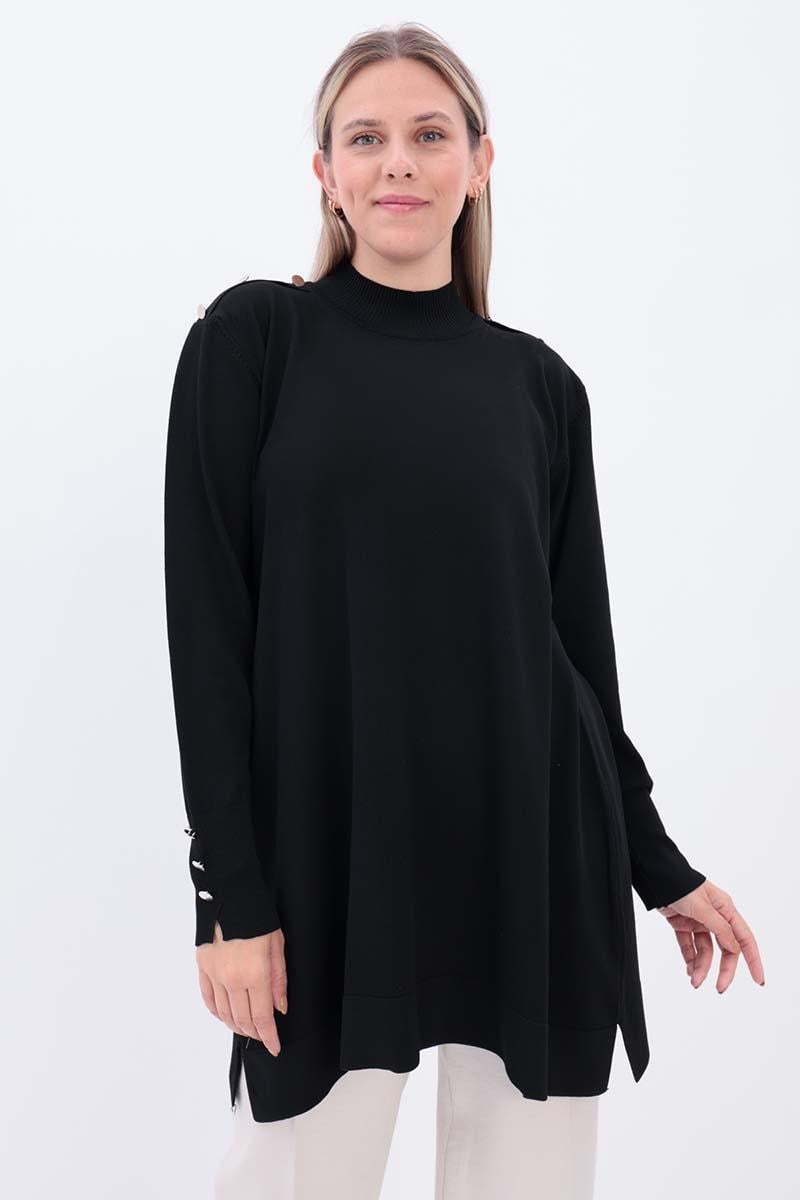 Omuz Patlı Düğmeli Tunik