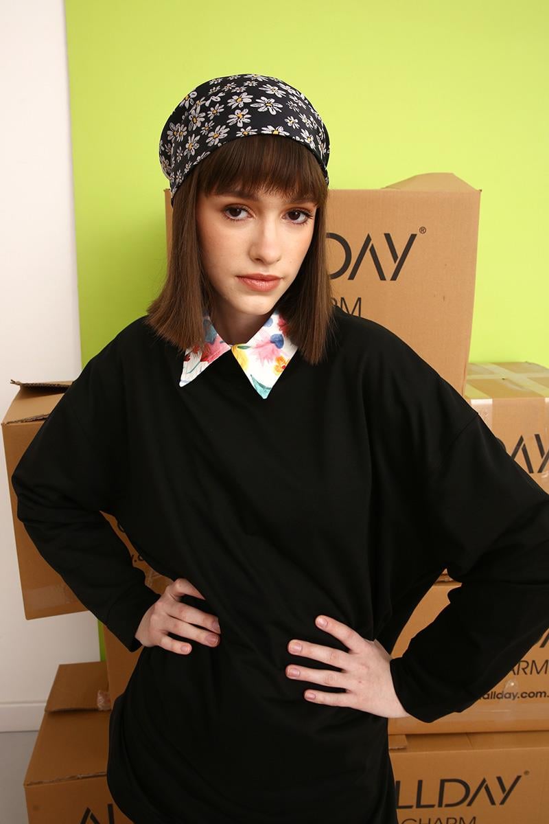 Oversize Omuzdan Fermuarlı Sweat Tunik