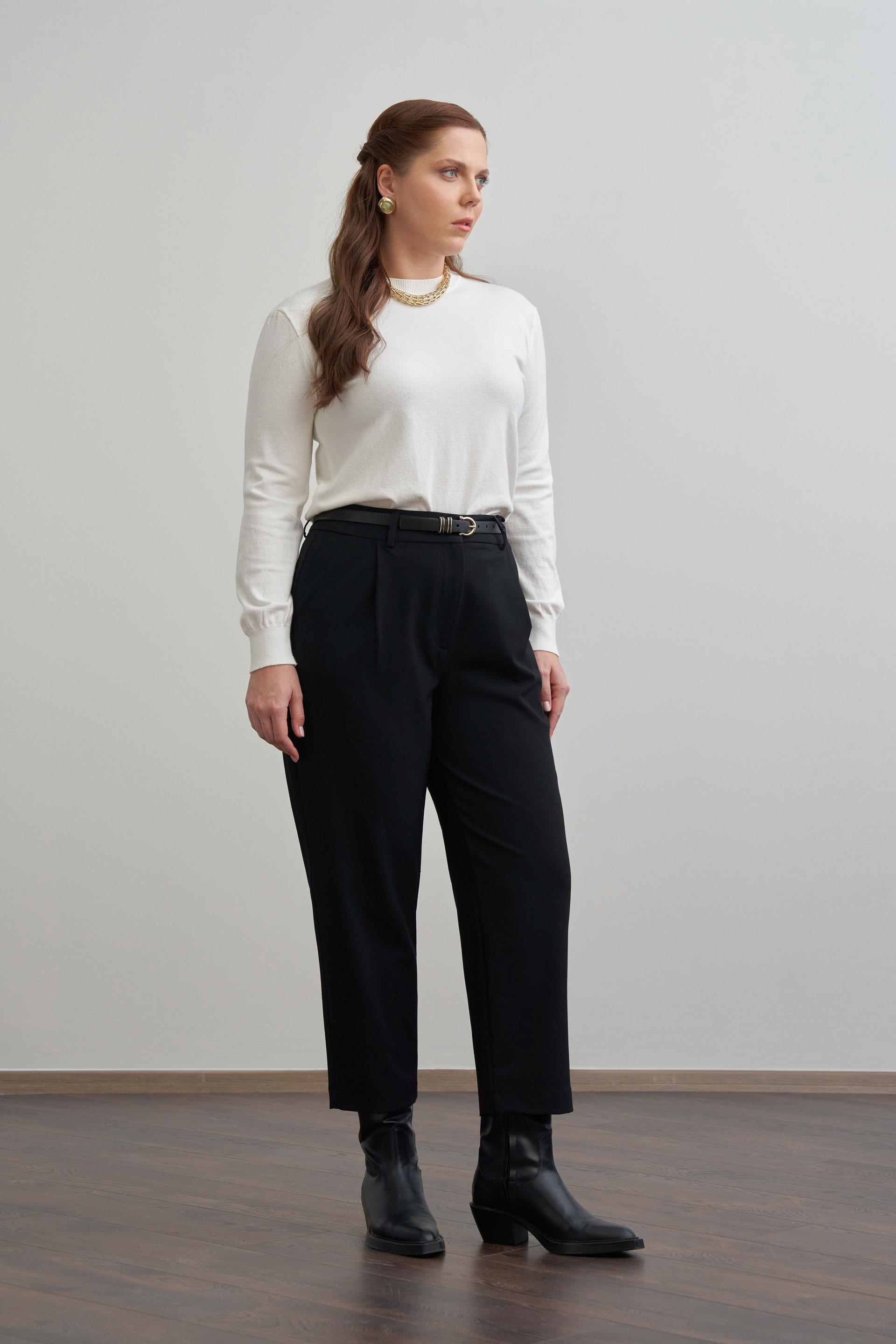 Siyah-Pensli Rahat Viscon Pantolon