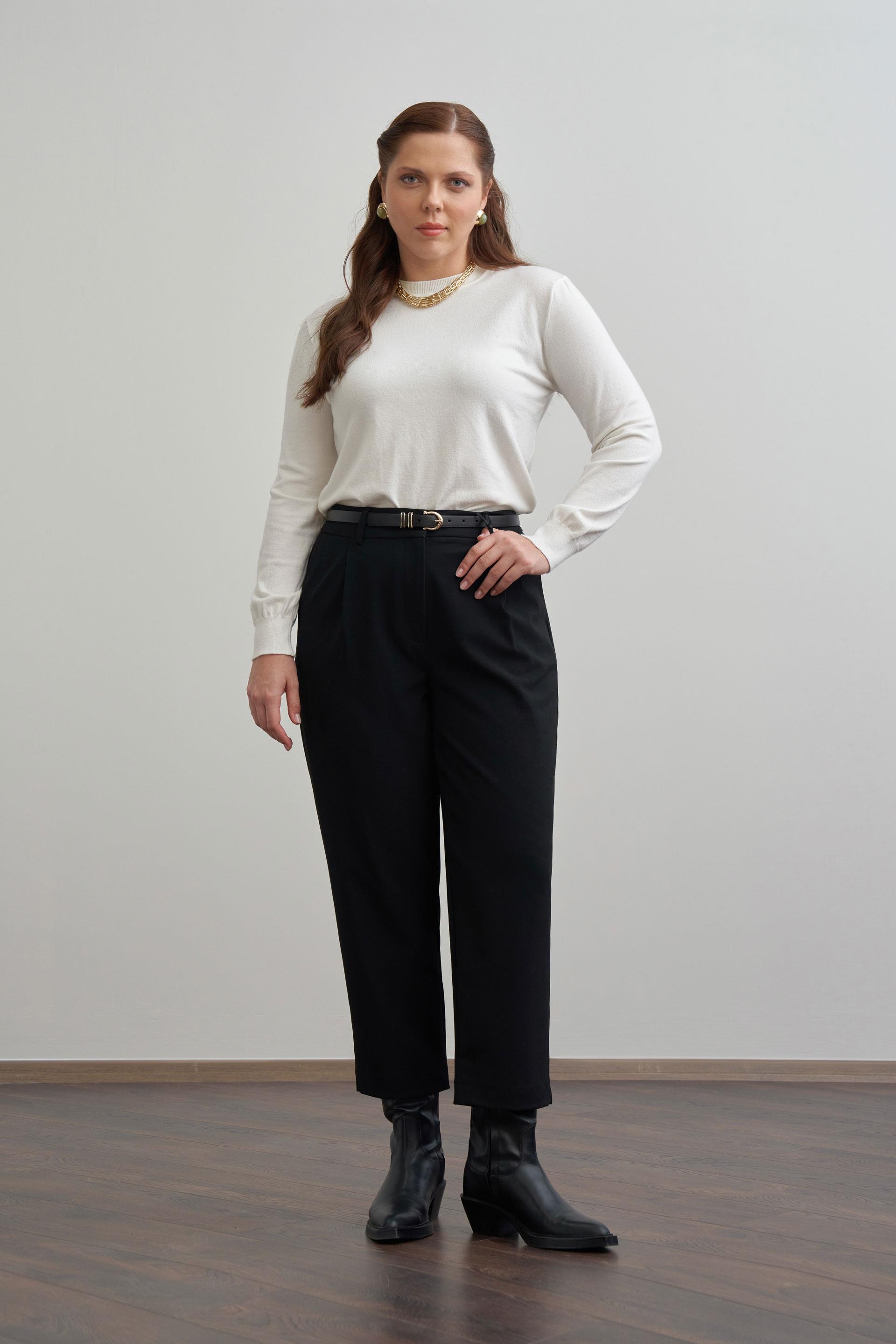 Siyah-Pensli Rahat Viscon Pantolon