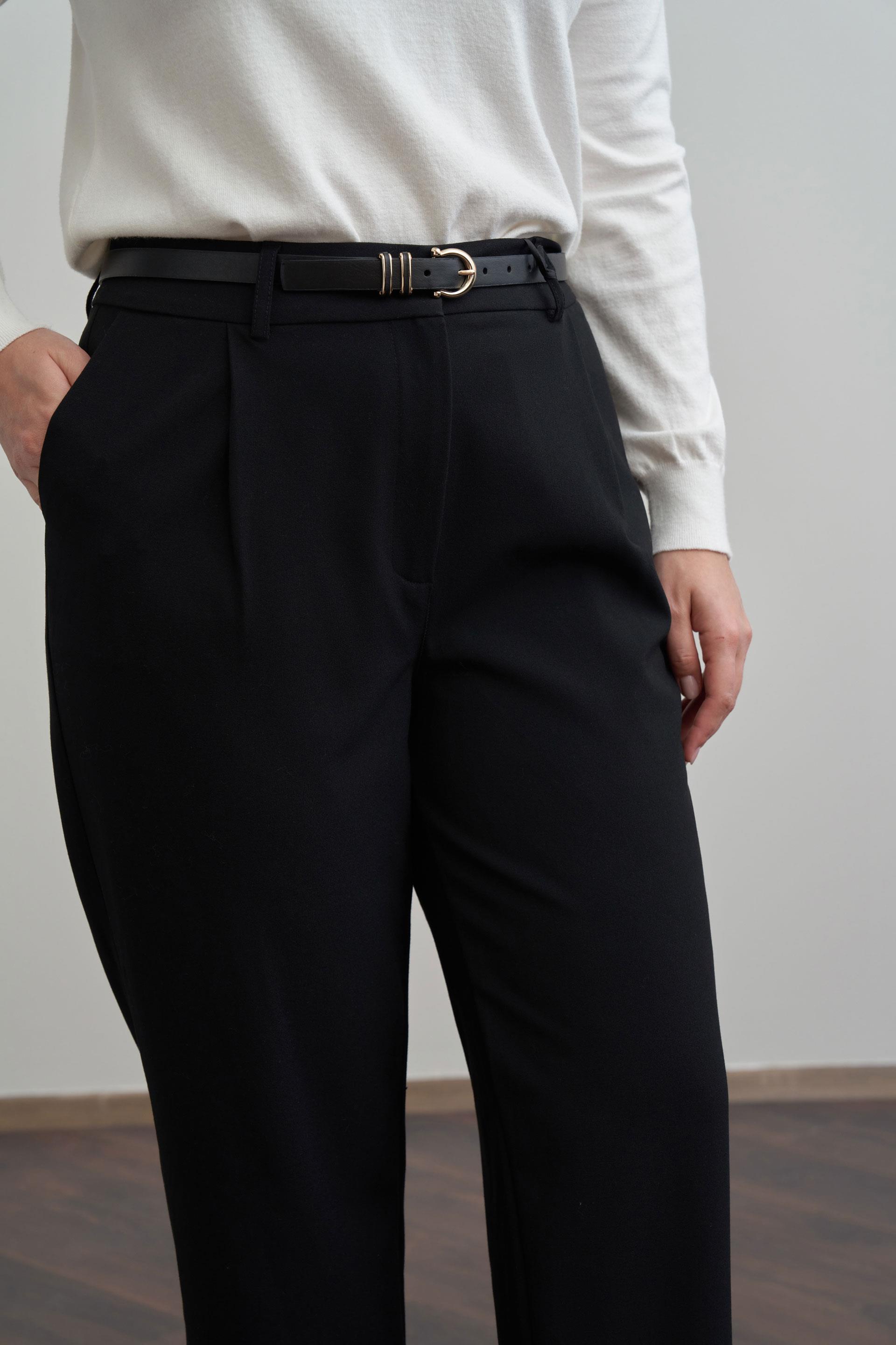 Siyah-Pensli Rahat Viscon Pantolon