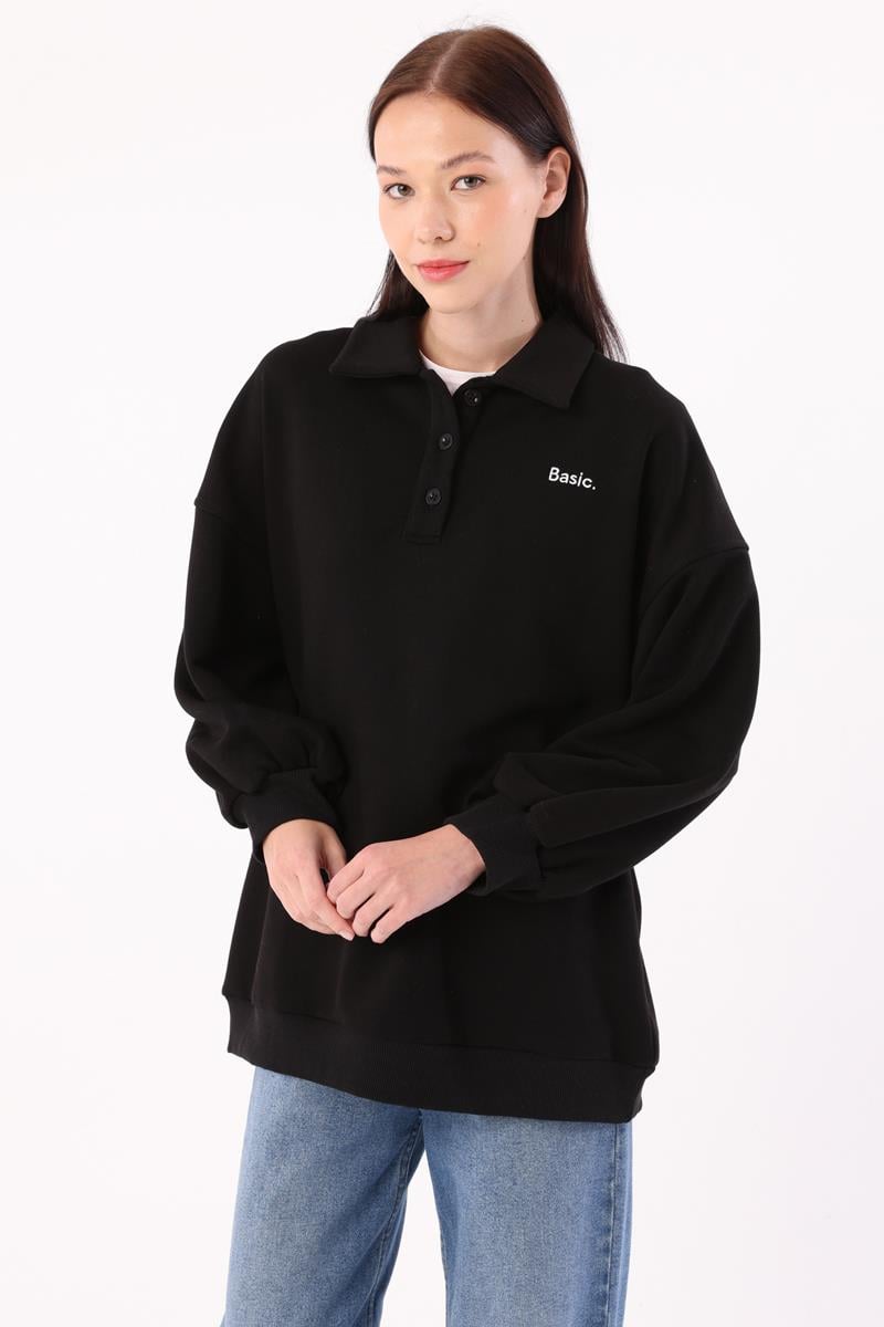 Polo Yaka  Oversize Sweatshirt