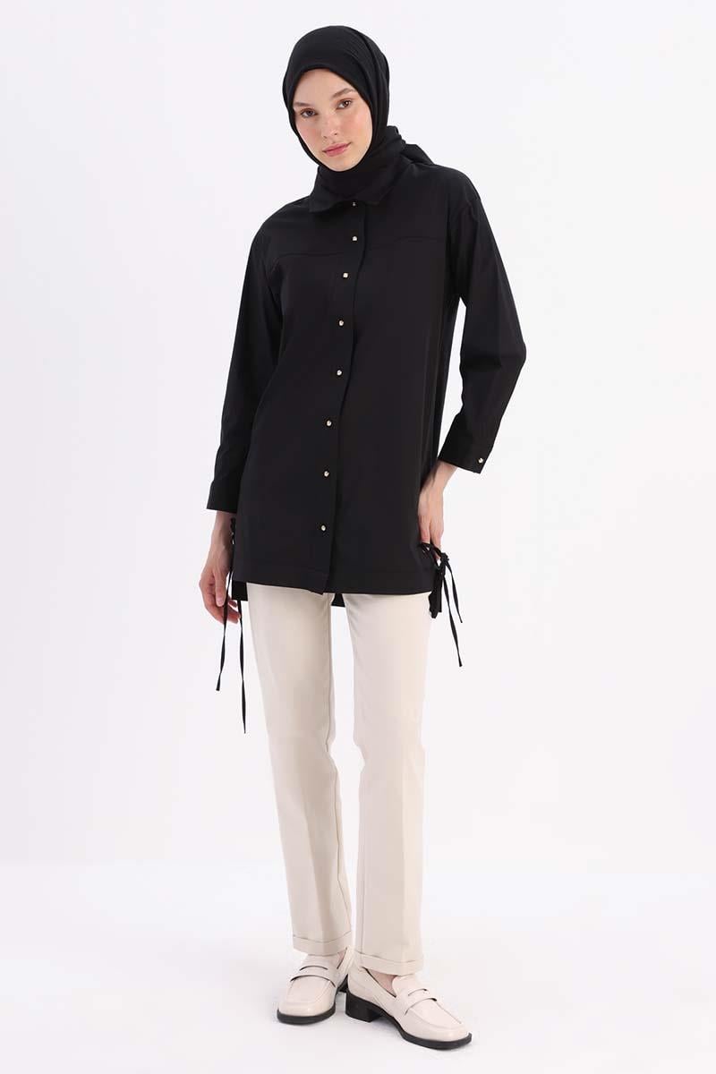 Pamuklu Roba Ve Dikiş Detaylı Gömlek Tunik