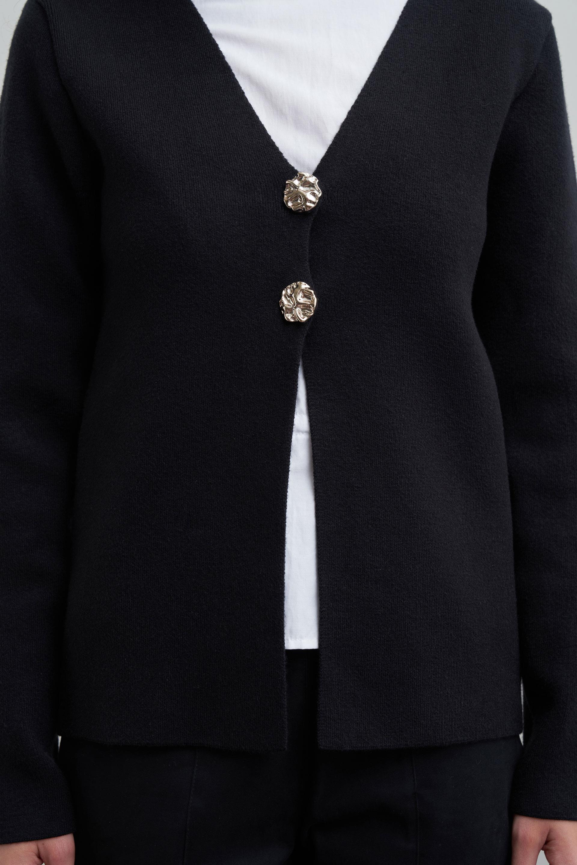 Siyah-Şal Yaka Triko Hırka