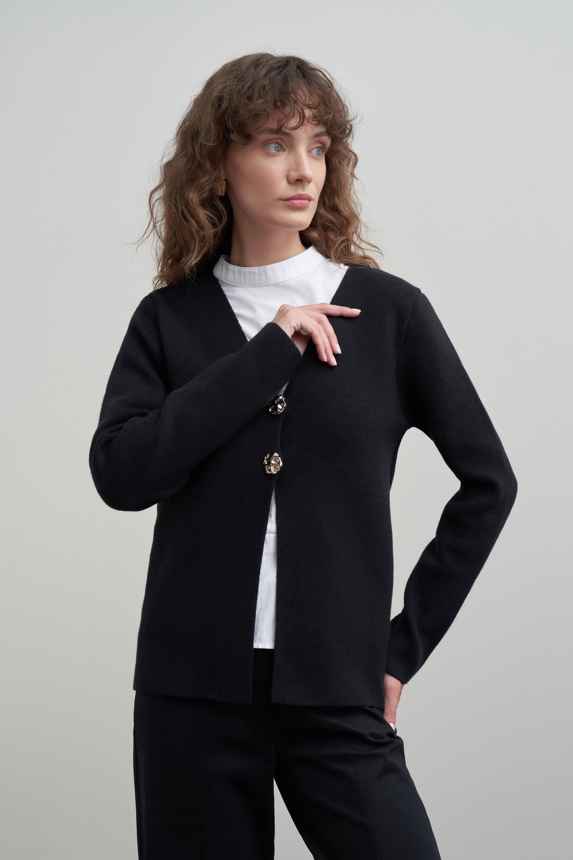 Siyah-Şal Yaka Triko Hırka