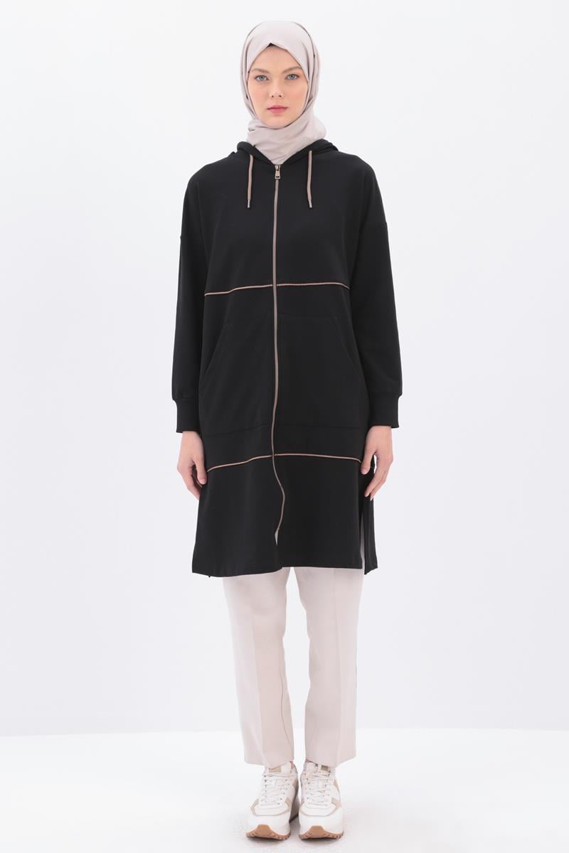 Saten Ara Biyeli Sweat Hırka