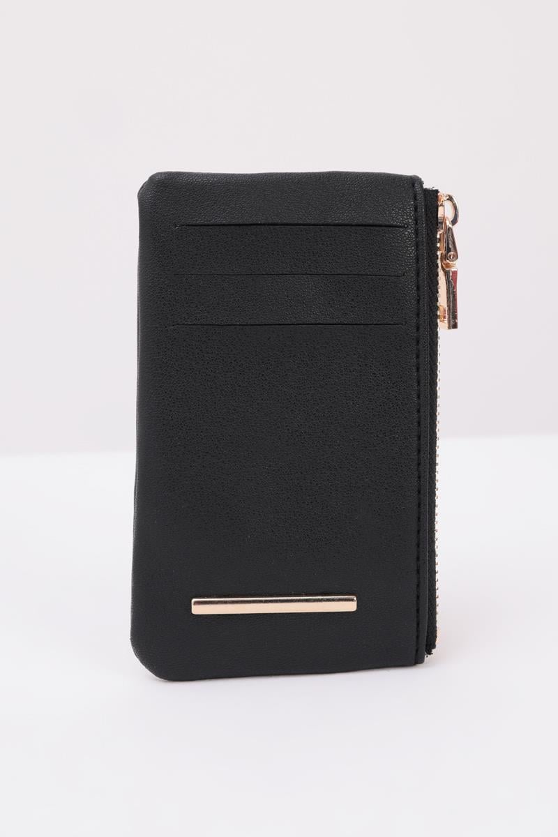 Suni Deri Fermuar Detaylı Kartlık