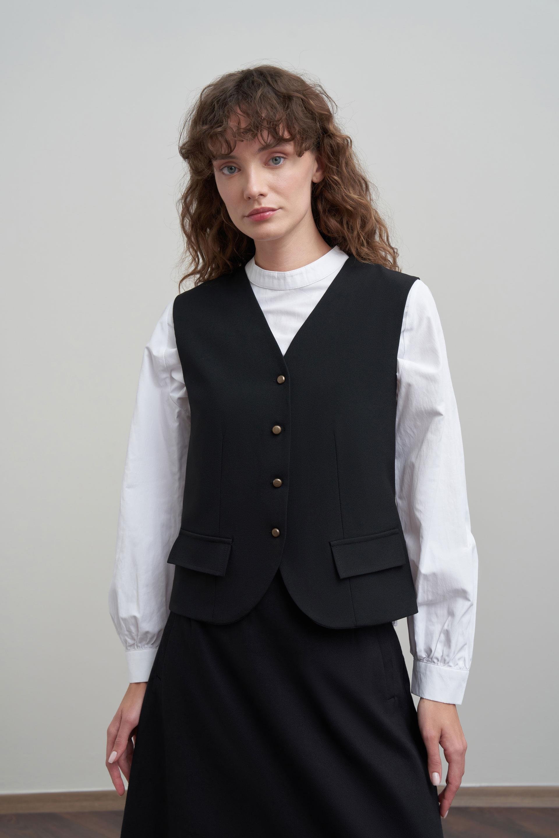 Siyah-V Yaka Polyviscon Yelek