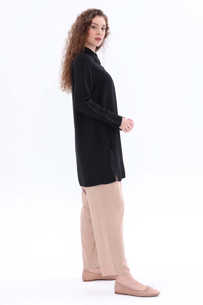 Yandan Yırtmaçlı Yarım Patlı Tunik