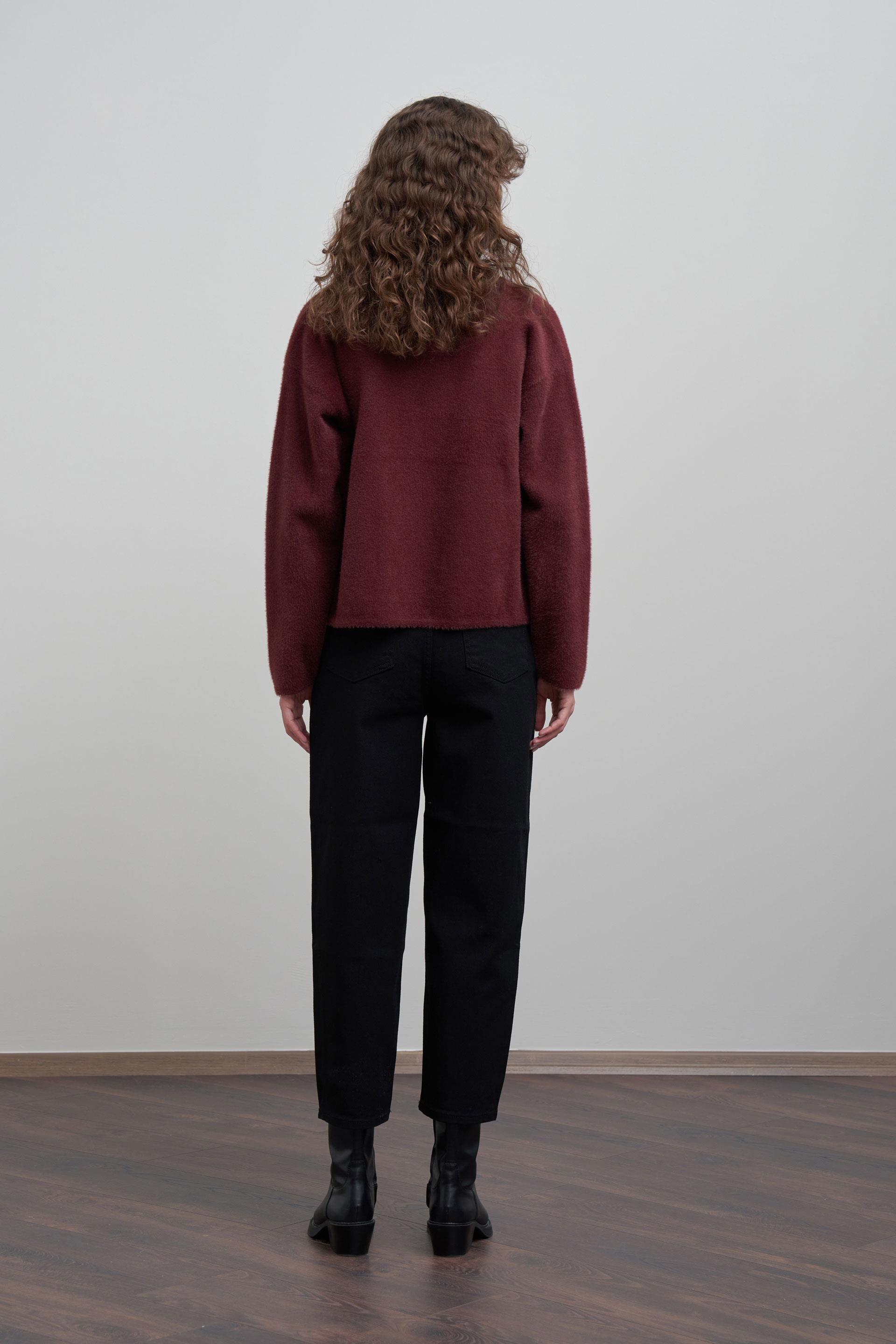 Siyah-Yüksek Bel Mom Paça Kot Pantolon