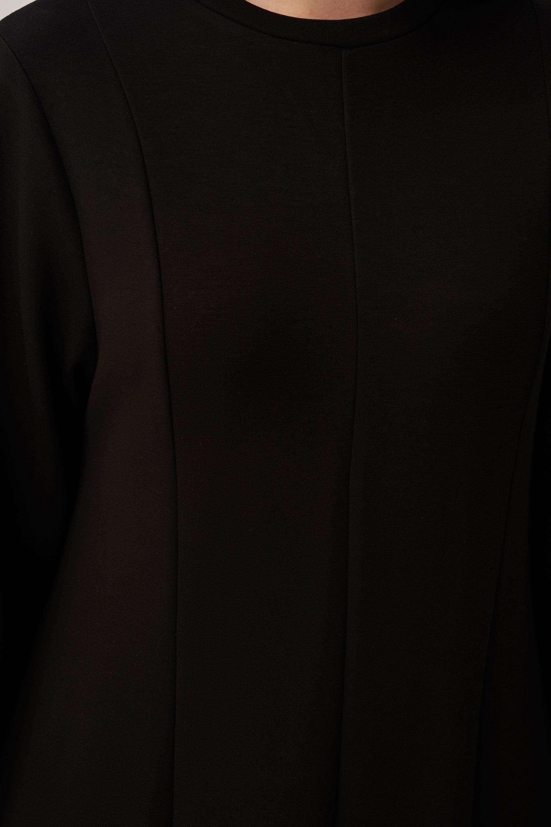 Siyah-Yumuşak Dokulu Parçalı Elbise