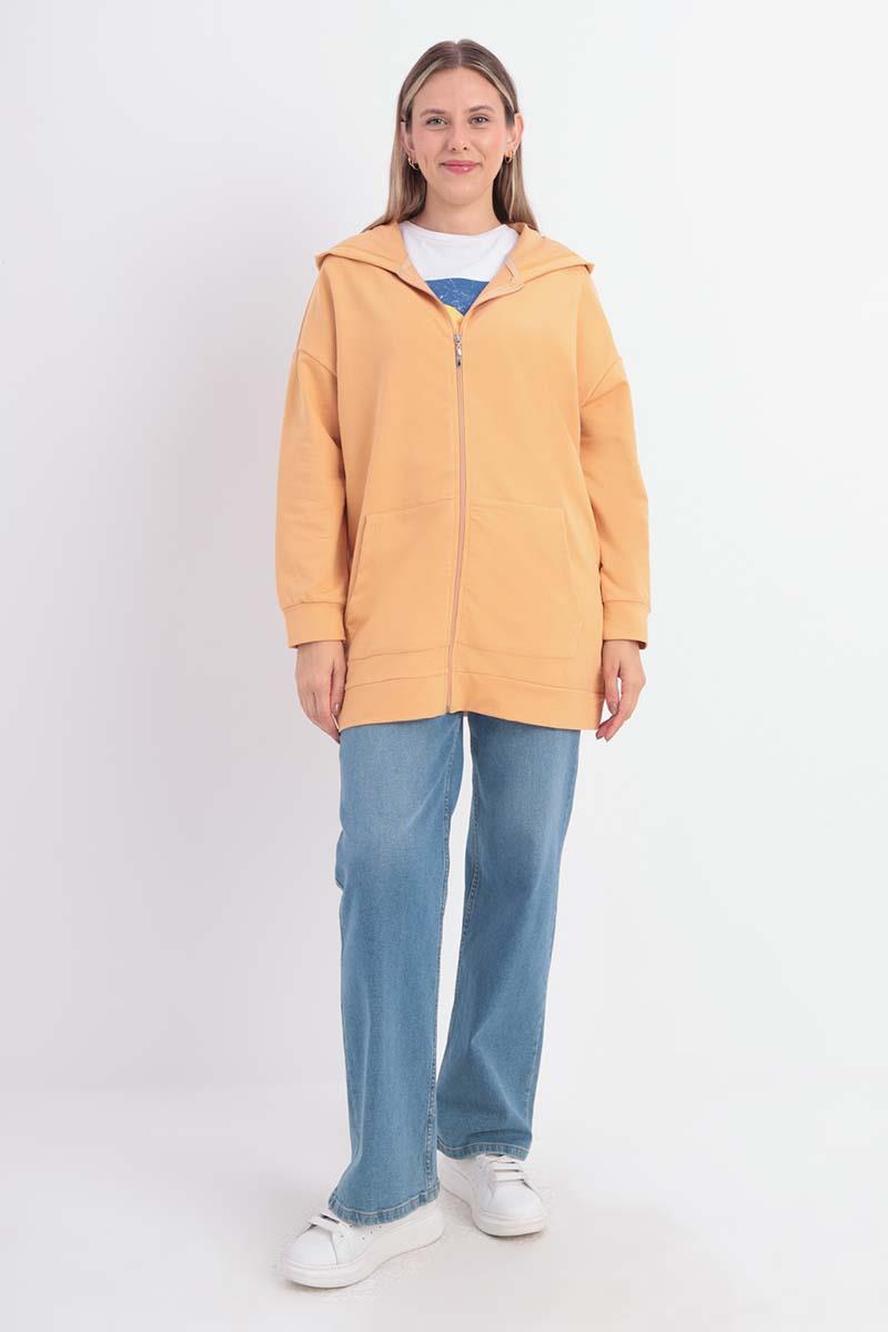 Zipper Front Hooded Sweatshirt