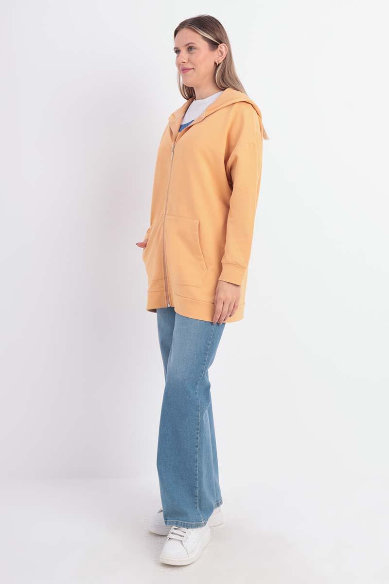 Zipper Front Hooded Sweatshirt