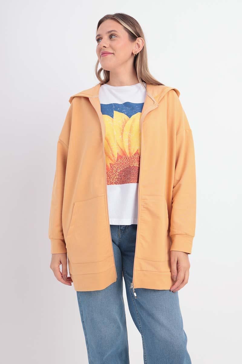 Kapüşonlu Fermuarlı Sweat Hırka