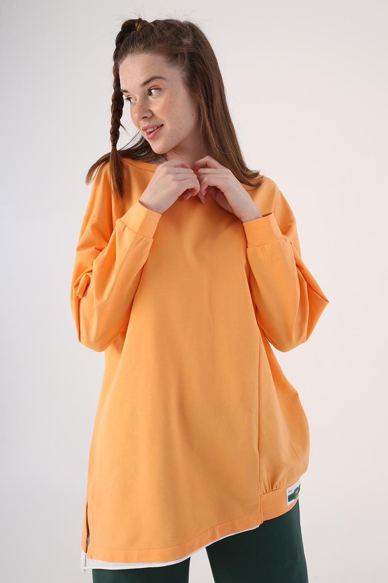 Pamuklu Garnili İki Renkli Asimetrik Sweatshirt