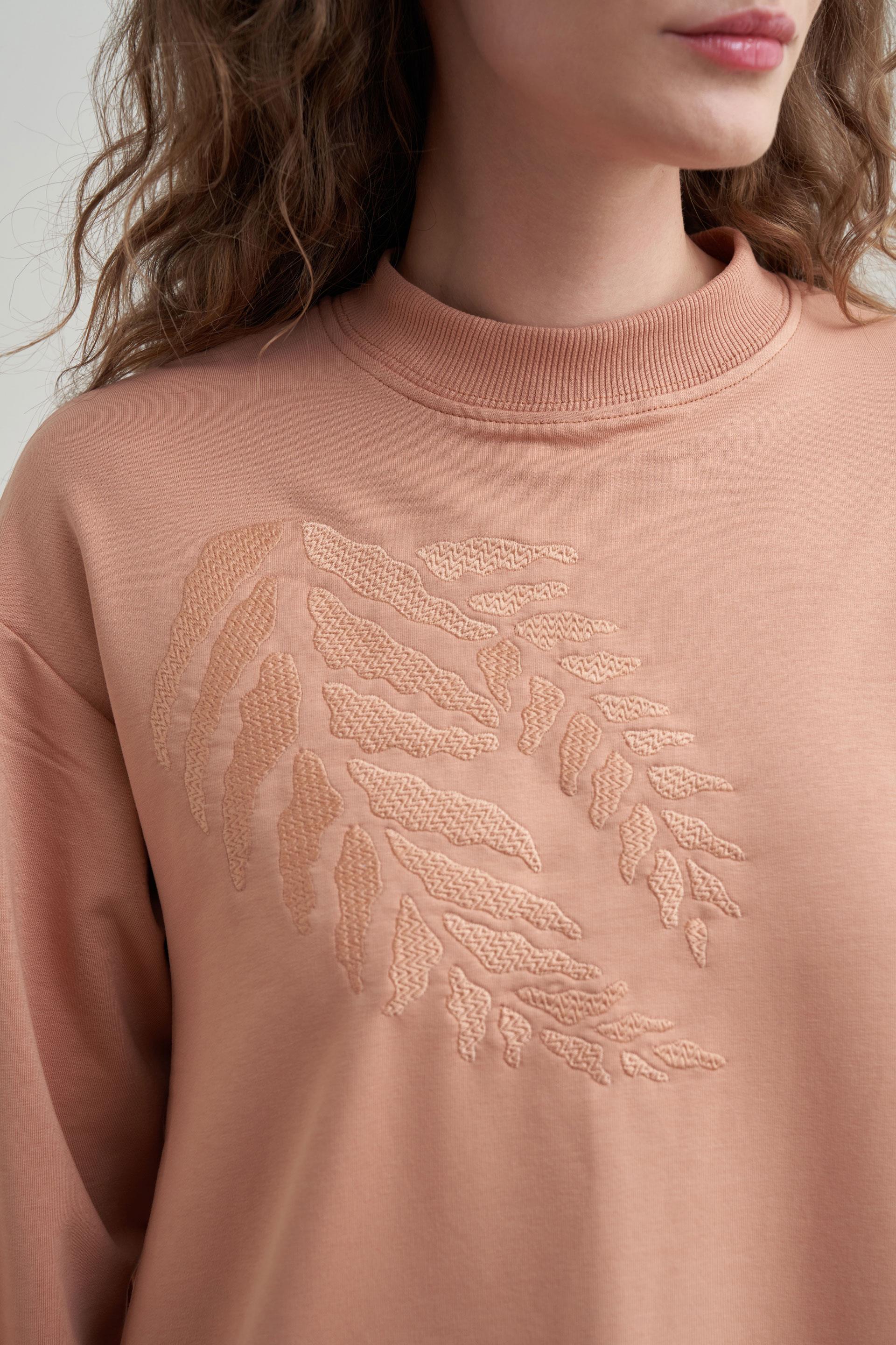 Somon-Pamuklu Nakışlı Uzun Tunik