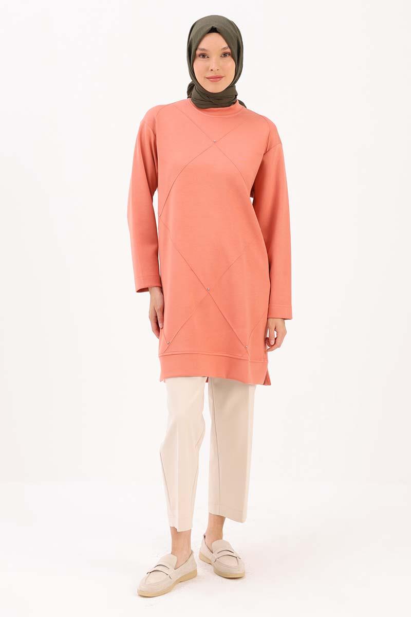 Taşlı Geometrik Çima Detaylı Tunik