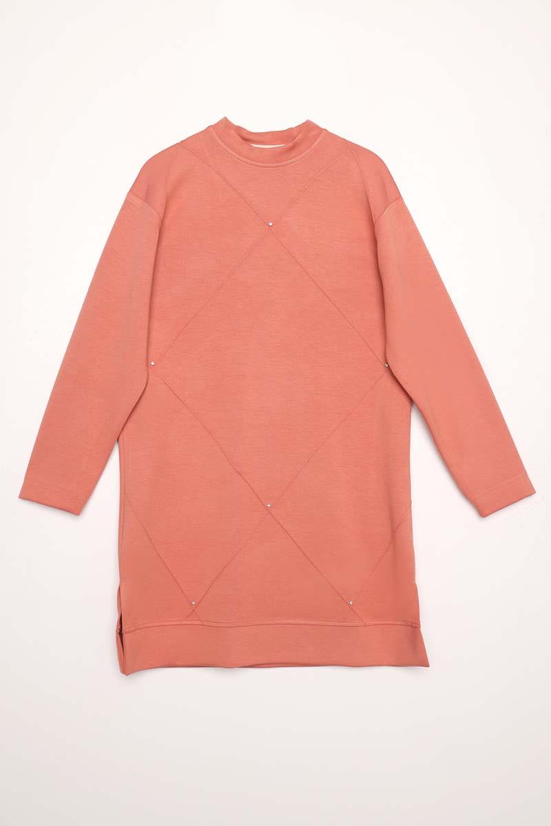 Taşlı Geometrik Çima Detaylı Tunik