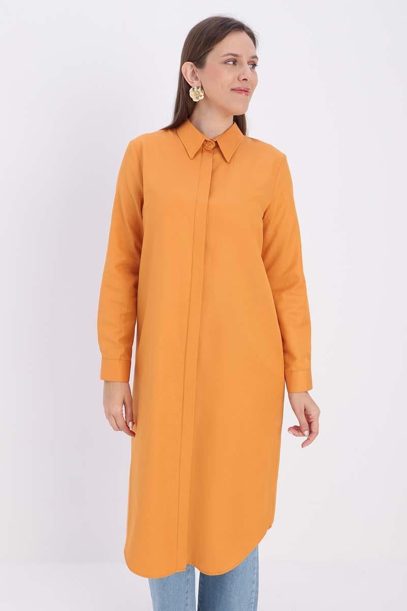 Hidden Button Long Shirt