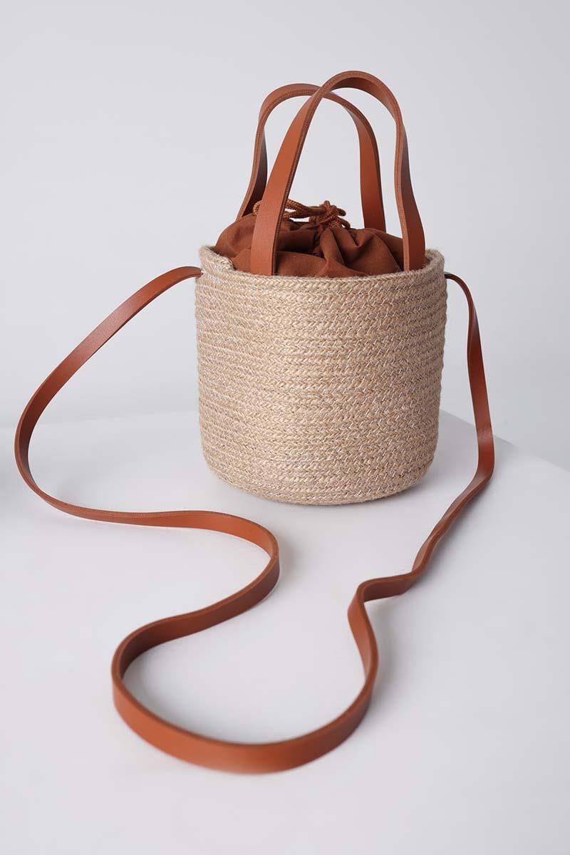 Small Size Hand And Shoulder Round Straw Bag