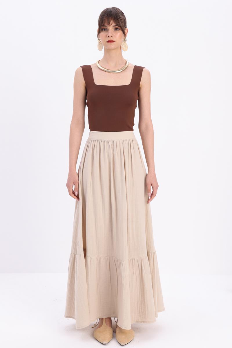 %100 Pamuklu Müslin Kumaş Kloş Etek