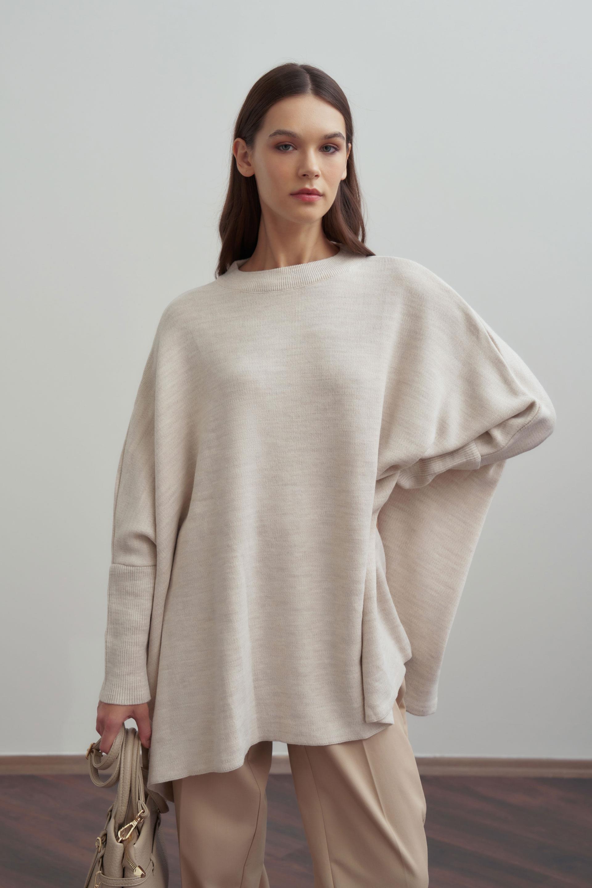 Taş-Asimetrik Kesim Triko Kazak