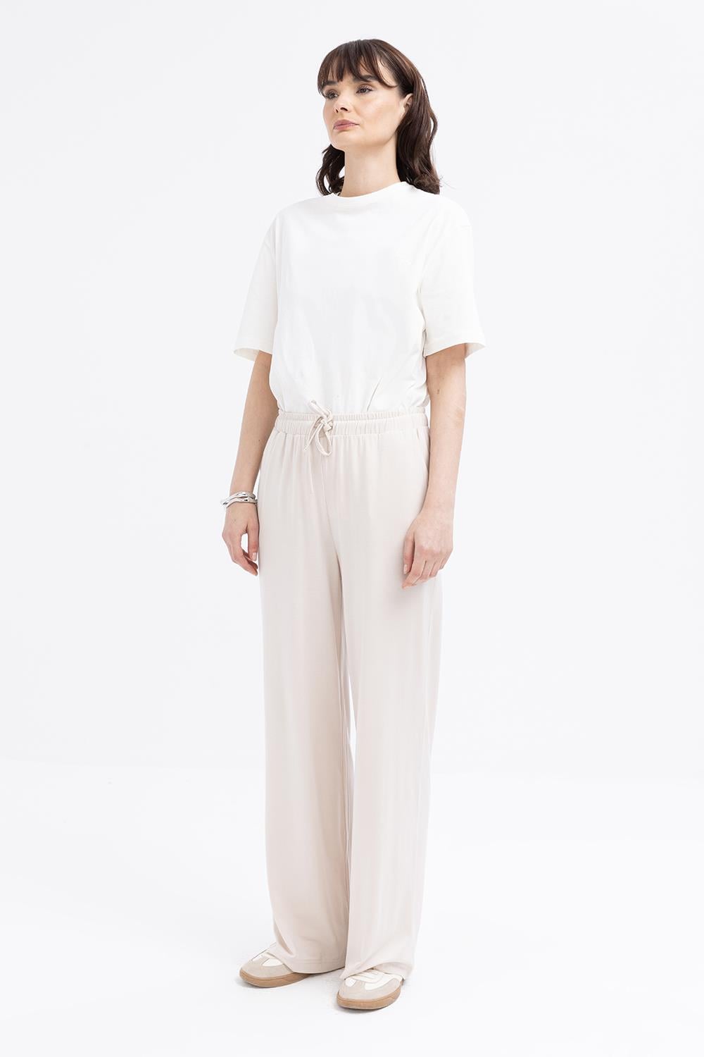 Taş-Beli Bağcıklı Cepli Geniş Paça Pantolon