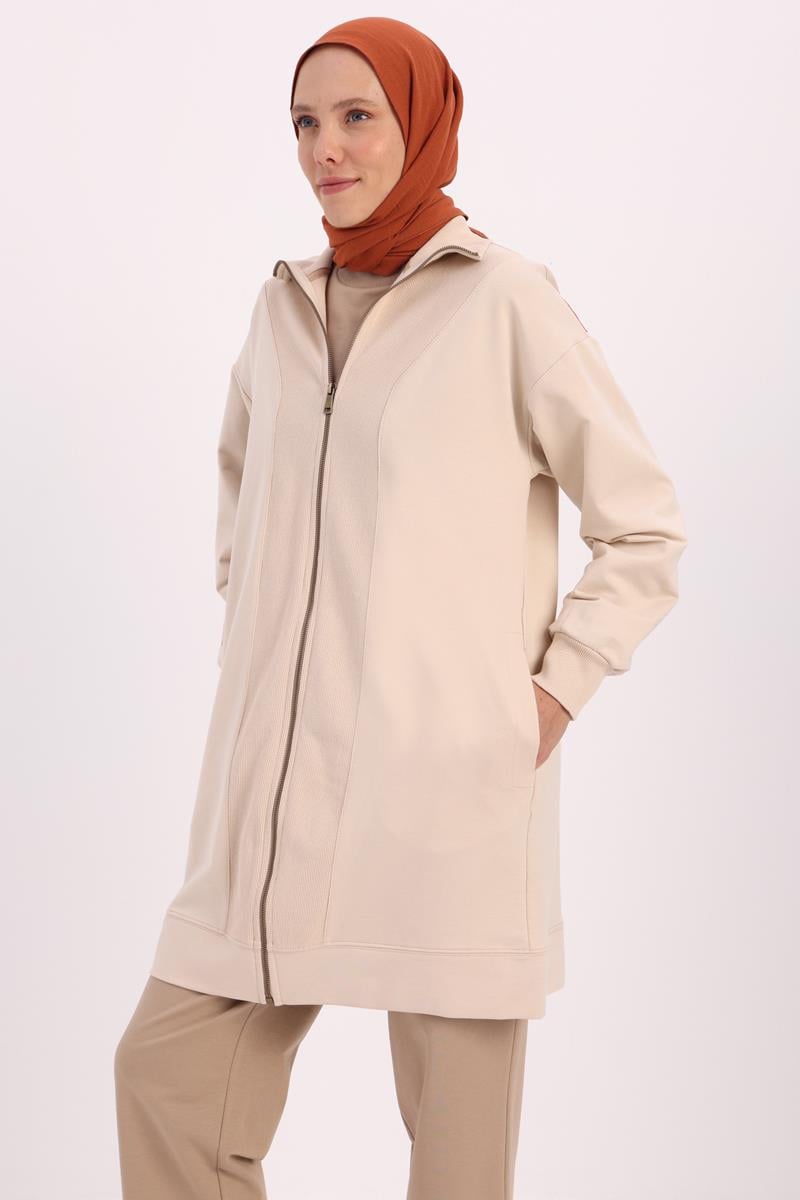 Fermuarlı Cepli Sweat Hırka
