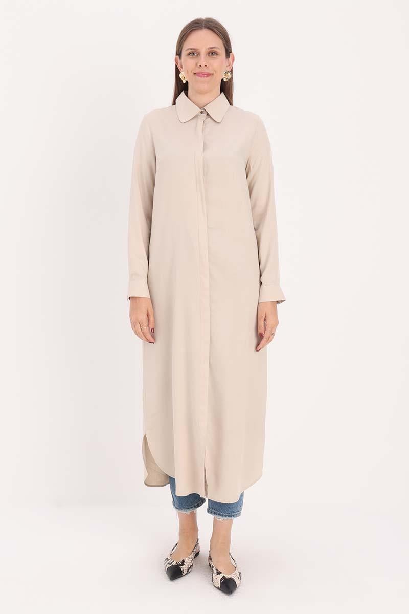 Taş-Gizli Patlı Gömlek Tunik