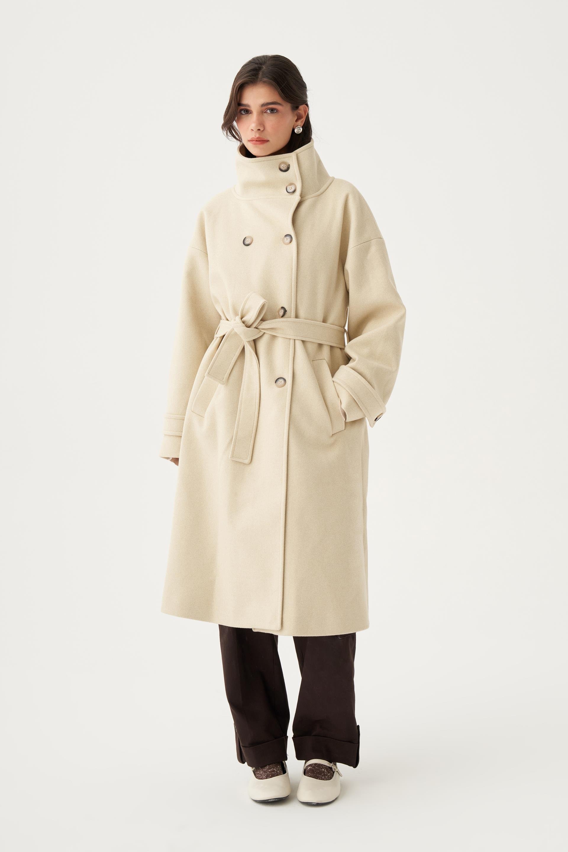 Taş-Hakim Yakalı Kaşe Kaban