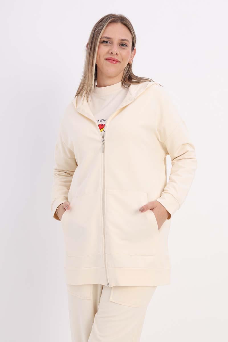 Kapüşonlu Fermuarlı Sweat Hırka