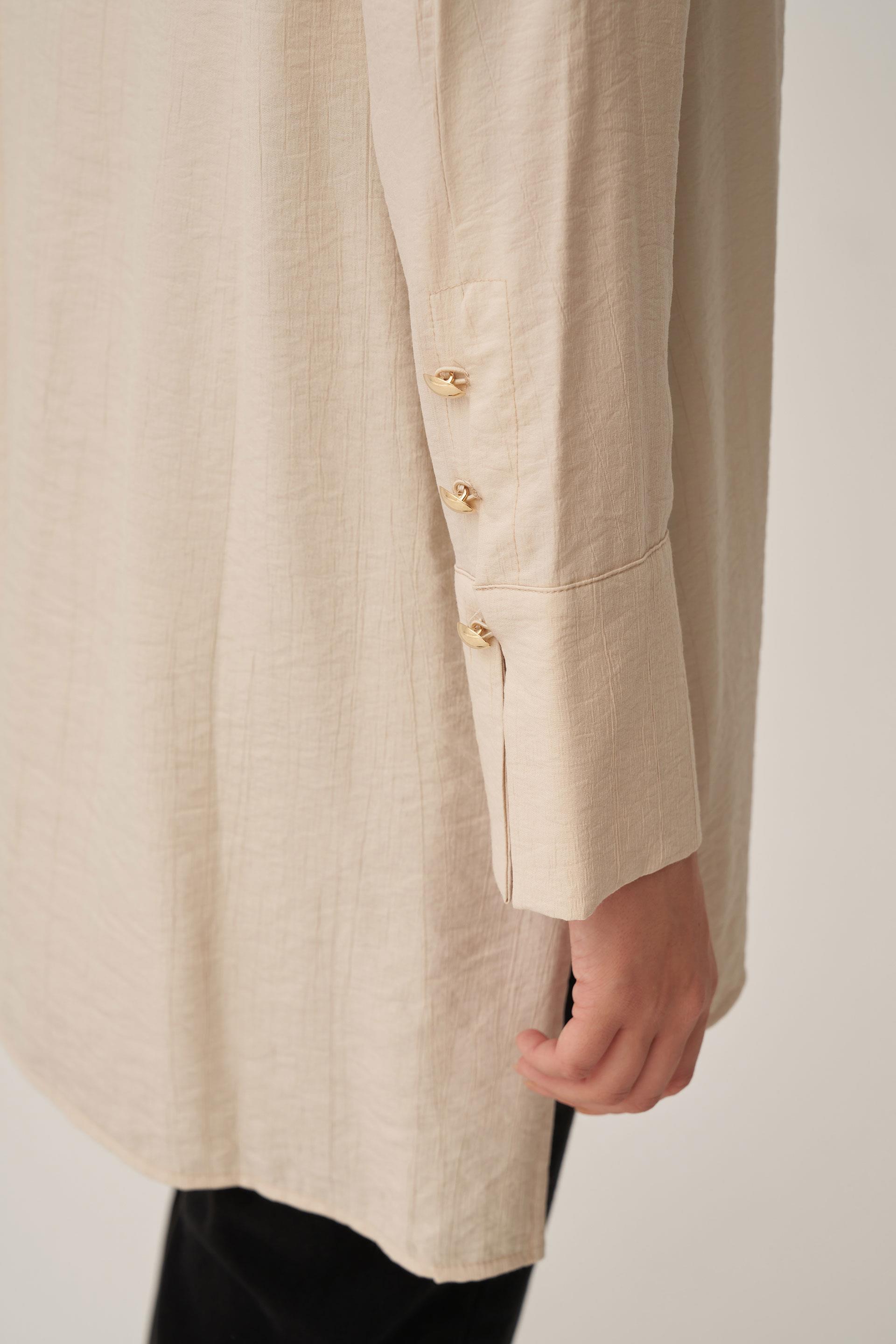 Taş-Kırışık Efektli Şık Poplin Gömlek