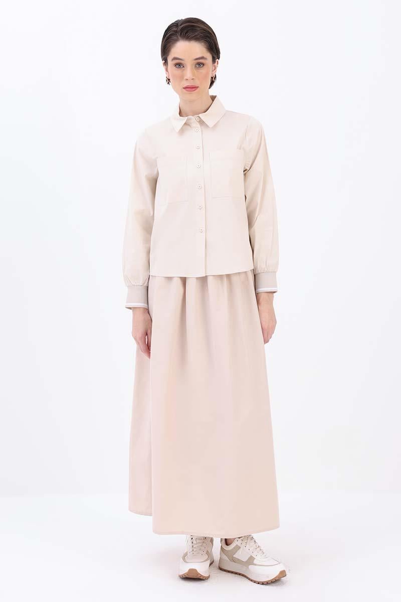 Pamuklu Manşeti Ribanalı Cepli Gömlek