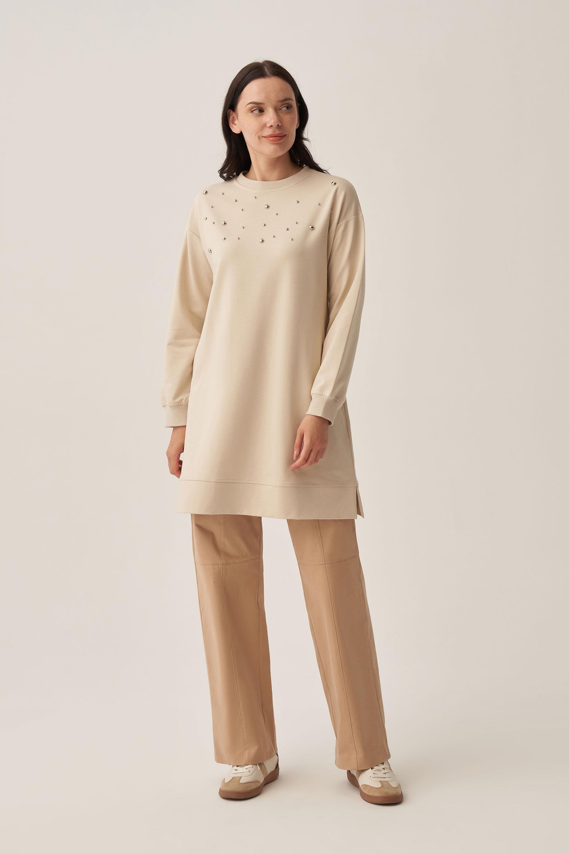 Taş-Pamuklu Droplu Sweat