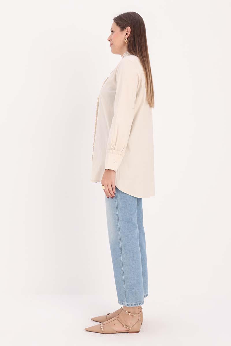 Cotton Ruffle Shirt Tunic