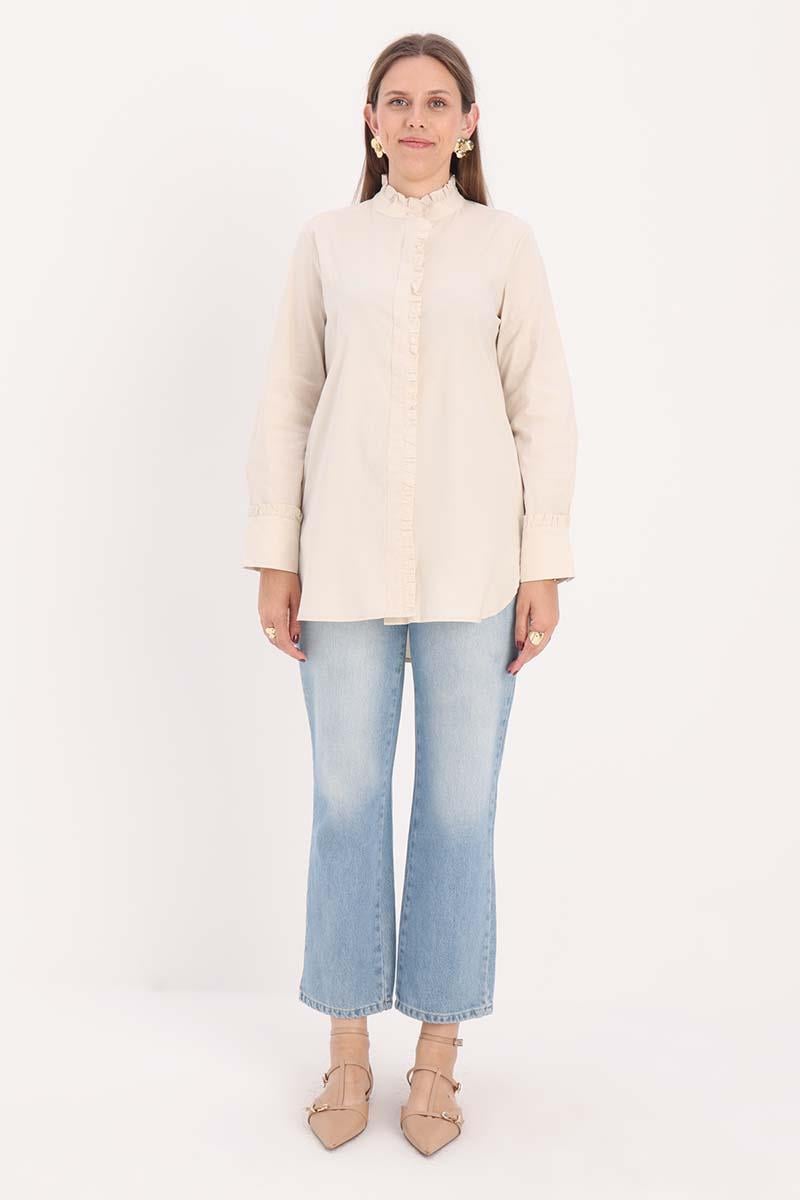 Cotton Ruffle Shirt Tunic
